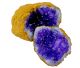 Powerball-Geodenpaar klein (farbig) 5-8 cm außen hell und innen amethystfarbenes Lila.