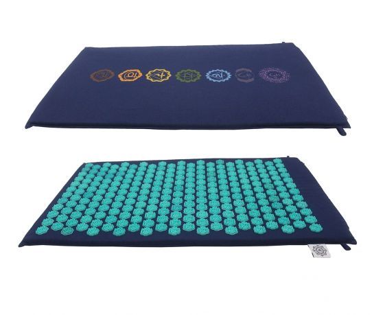 BESTSELLER 2021: Yoga Shakti mat or nail mat Navy with Navy Nails 7  Chakras.