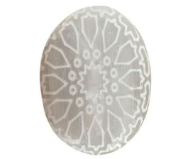 Selenite Energy coaster with beautiful inscription TREE OF LIFE handmade  in Morocco.